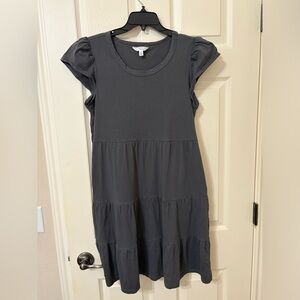 Tiered cotton swing dress Charcoal Tiered Dress